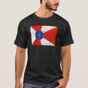 Retro Vintage Distressed Wichita Flag Kansas Home T-Shirt