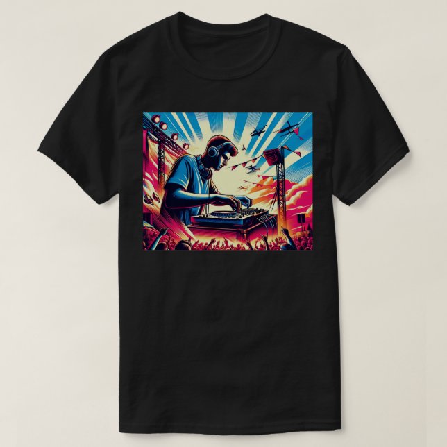 Retro Vintage DJ HipHop Music BlockVinyl T-Shirt (Design Front)