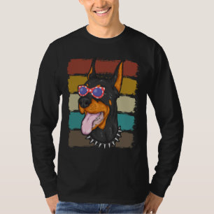 Retro Vintage Doberman Dog American Flag T-Shirt