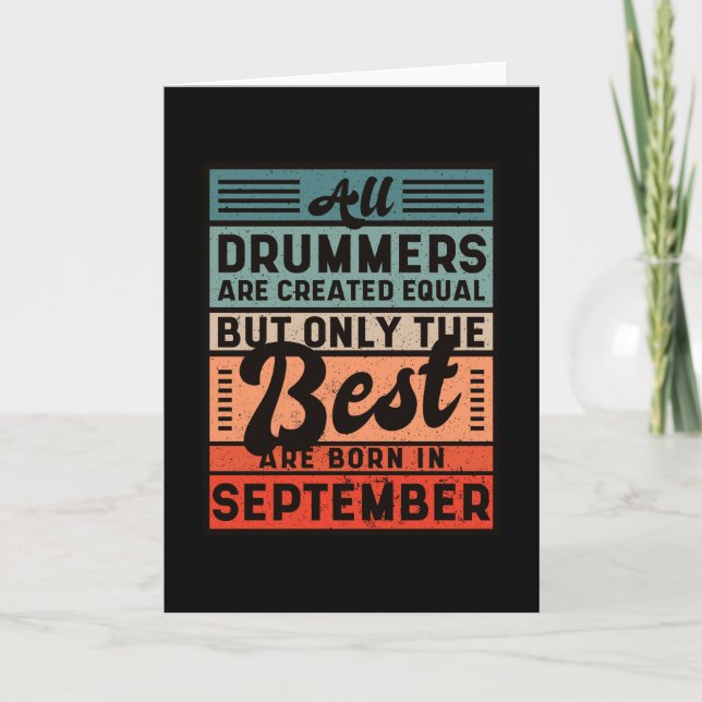 Retro Vintage Drummer Birthday September Card (Front)