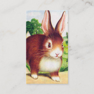 Retro vintage Easter bunny add greeting Business Card