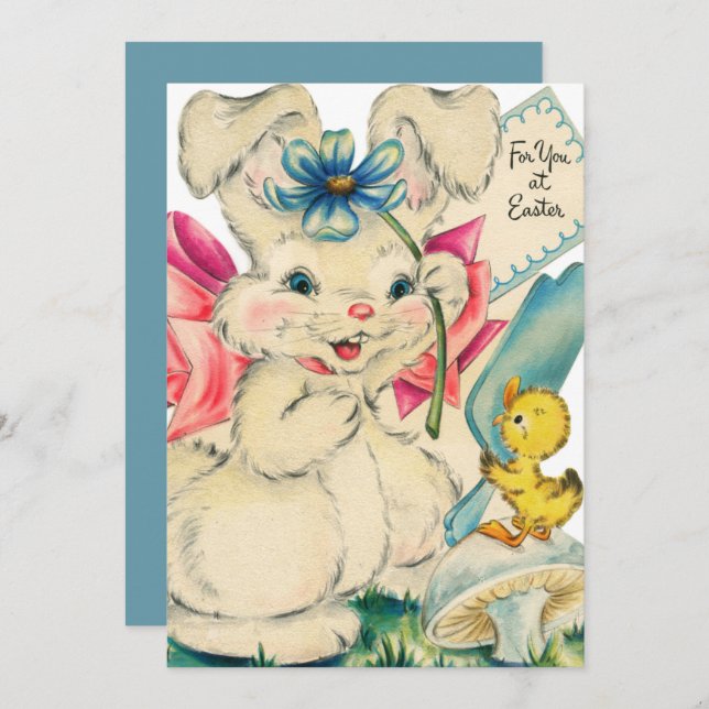 retro vintage Easter bunny Holiday Card (Front/Back)