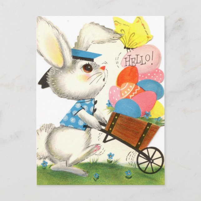 retro vintage Easter bunny Holiday Postcard (Front)
