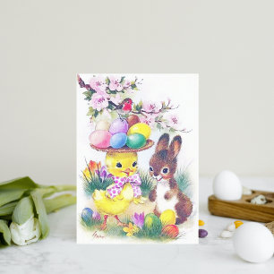 Retro vintage Easter bunny Holiday postcard