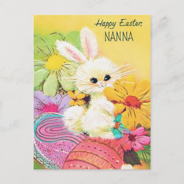 Retro vintage Easter bunny Nana postcard (Front)