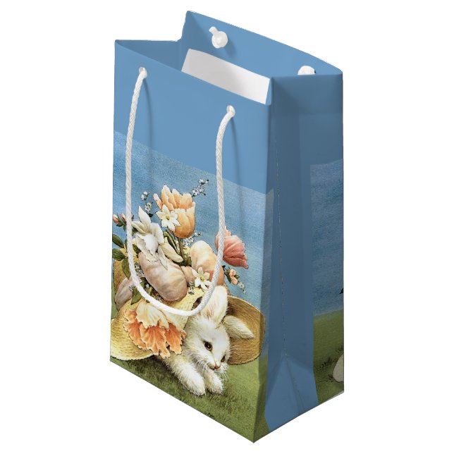 Retro/Vintage Easter Bunny Small Gift Bag (Front Angled)