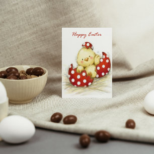 retro vintage Easter chick add sentiment Holiday Card