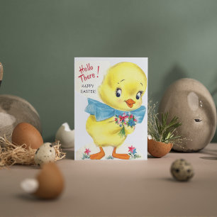 Retro vintage Easter chick Holiday Card