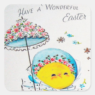 Retro vintage Easter chick Holiday sticker