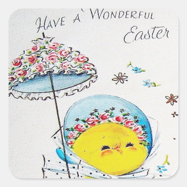 Retro vintage Easter chick Holiday sticker (Front)