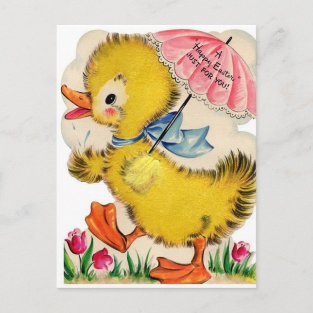 Retro vintage Easter duck Holiday postcard (Front)