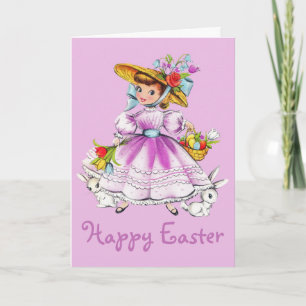 Retro/Vintage Easter Girl Holiday Card
