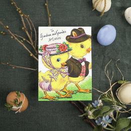 Retro vintage Easter Grandparents Holiday Card