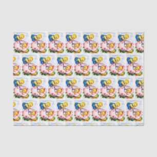 retro vintage Easter greeting chicks party Tissue Paper