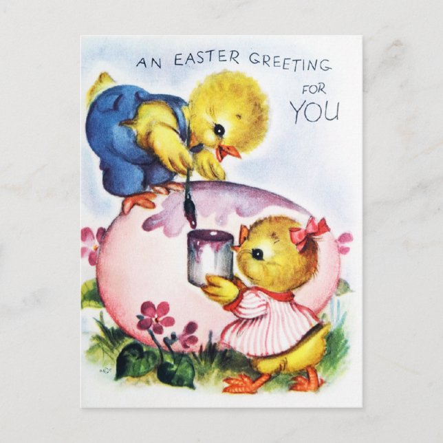 Retro vintage Easter Holiday postcard (Front)