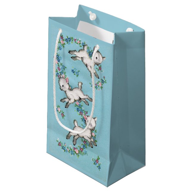 Retro/Vintage Easter Lambs Small Gift Bag (Front Angled)