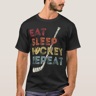 Retro Vintage - Eat Sleep Hockey Repeat Funny Hock T-Shirt