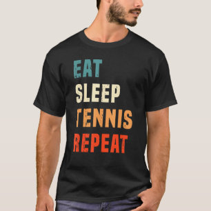 Retro Vintage Eat Sleep Tennis Repeat Tennis Silho T-Shirt