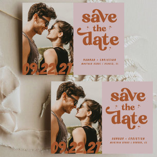 Retro Vintage Elegant Script Photo Wedding Save The Date