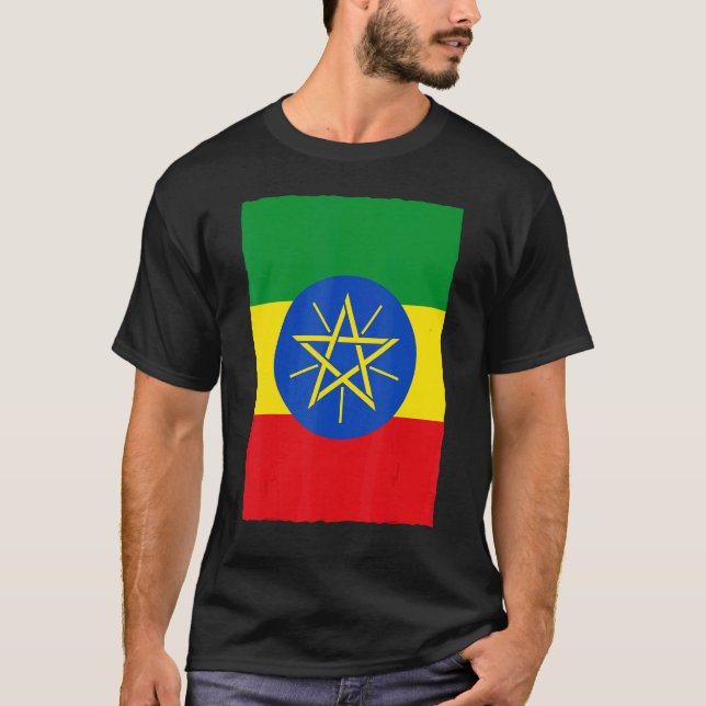 Retro Vintage Ethiopian National Flag Ethiopia T-Shirt (Front)
