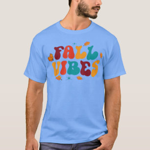 Retro Vintage Fall Vibes Pumpkin Leaves Autumn Tha T-Shirt