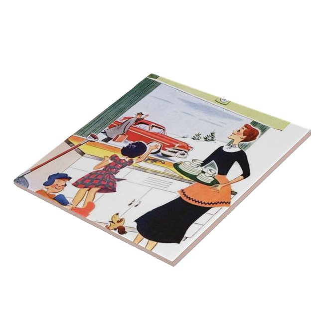 retro vintage Family kitchen Tile (Side)