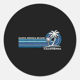 Retro Vintage Family Vacation California Santa Mon Classic Round Sticker