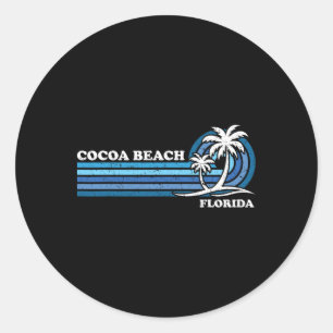 Retro Vintage Family Vacation Florida Cocoa Beach Classic Round Sticker