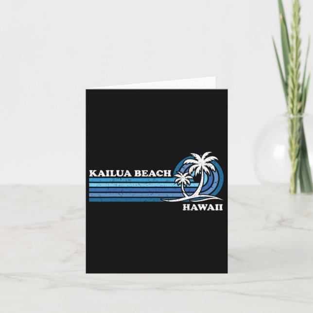 Retro Vintage Family Vacation Hawaii Kailua Beach  Card (Front)