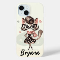 Retro Vintage Feminine Kitten With Cat Eye Glasses