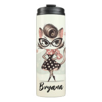 Retro Vintage Feminine Kitten With Cat Eye Glasses