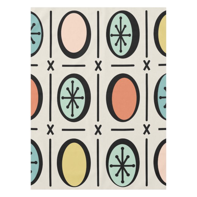 Retro Vintage Filled Ovals Pattern Pastels Tablecloth (Front)