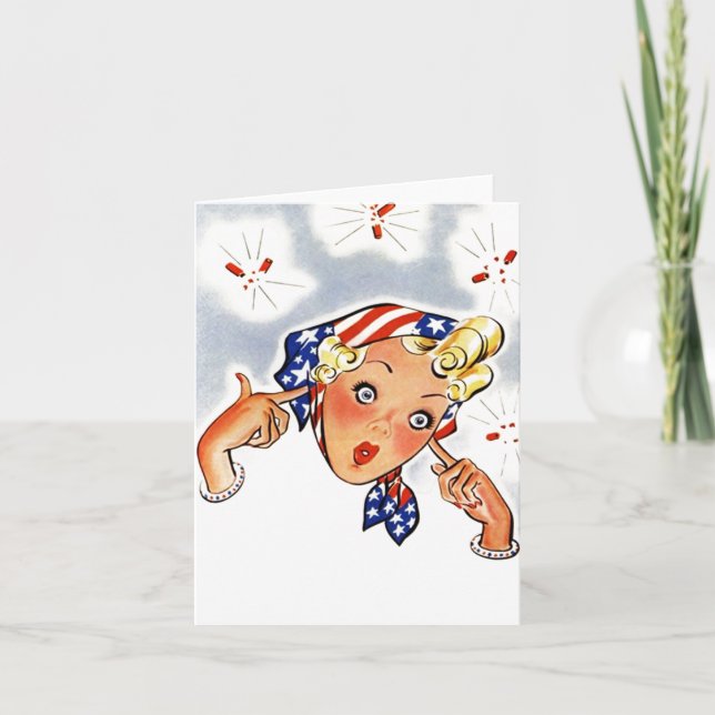 Retro Vintage Firecrackers Cute Blank Note Card (Front)