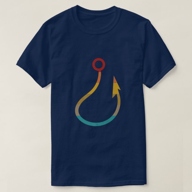 Retro Vintage Fish Hook Fishing  T-Shirt (Design Front)