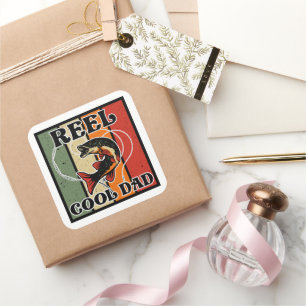 Retro Vintage Fishing Reel Cool Dad Fishing Lover Square Sticker