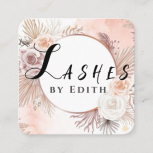 Retro Vintage Floral Abstract Square Business Card