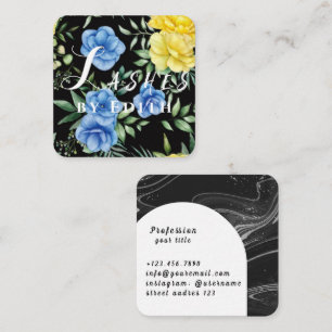 Retro Vintage Floral Abstract Square Business Card