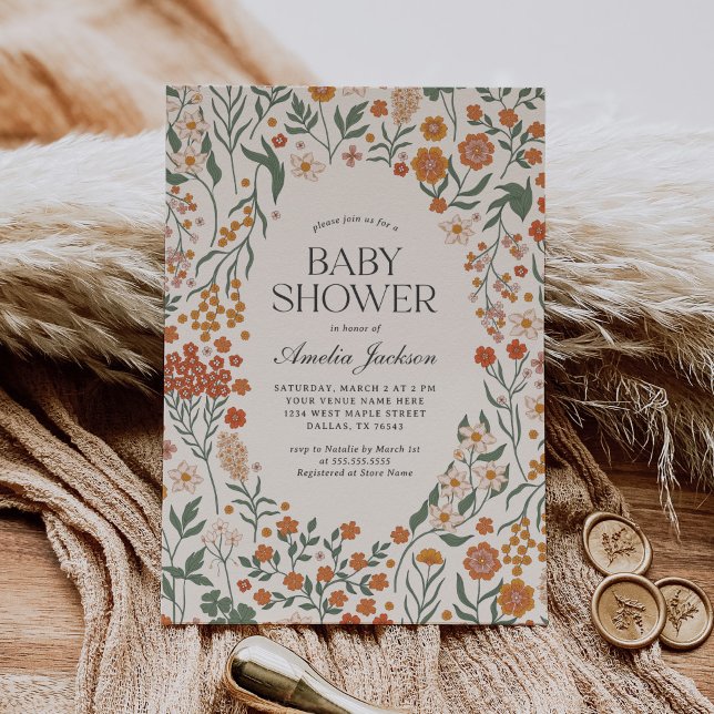Retro Vintage Floral Baby Shower Invitation (Creator Uploaded)