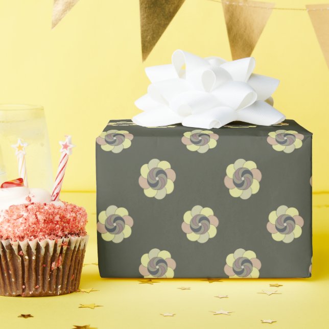 Retro vintage floral design wrapping paper (Birthday Party)