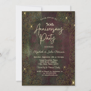 Retro Vintage Floral Wedding Anniversary Invitation