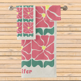 Retro vintage flower pattern  bath towel set