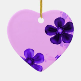 Retro Vintage Flowers Purple Heart Ornament