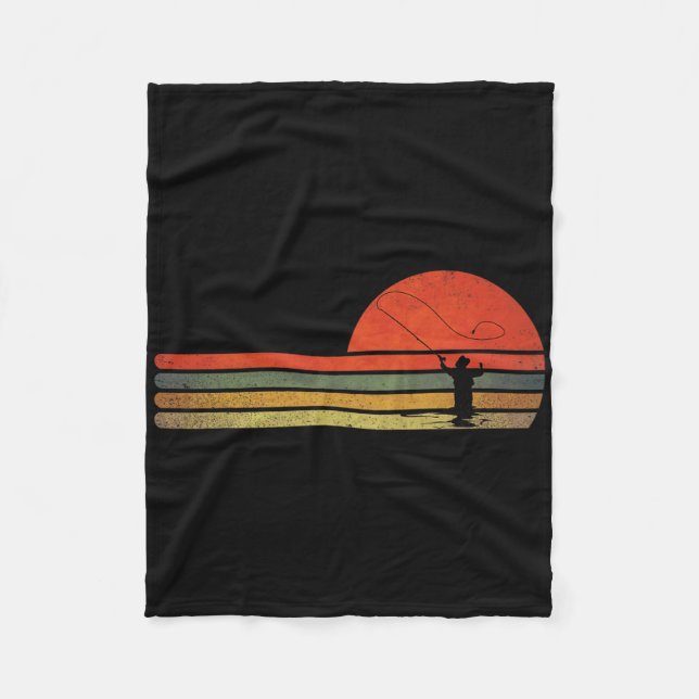 Retro Vintage Fly Fishing  Fleece Blanket (Front)