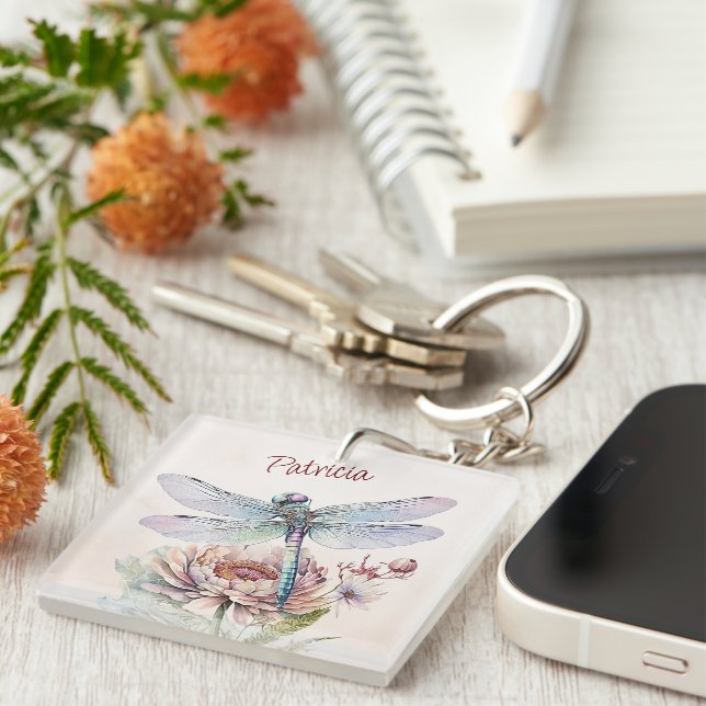 Retro Vintage Fly  Like A Dragonfly Key Ring (Front Right)