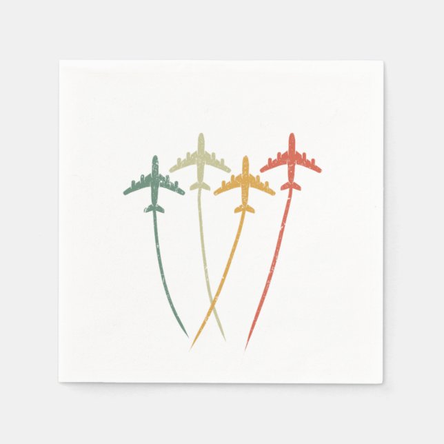 Retro Vintage Flying Aeroplanes Aircrafts Aviation Napkin (Front)