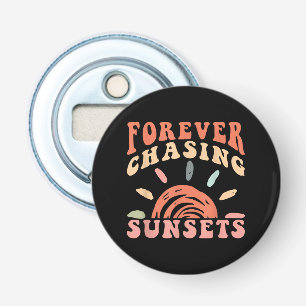 Retro Vintage Forever Chasing Sunsets Summer Vacat Bottle Opener