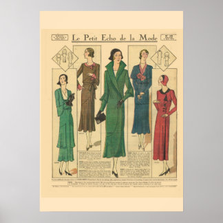 Retro vintage French Fashion 1931 Poster