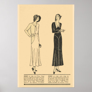 Retro vintage French Fashion,Day dresses 1931 Poster