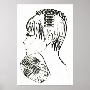Retro vintage French  hair styles and management Poster