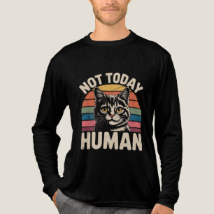 Retro Vintage Funny Cat T-Shirt – Not Today Human Tri-Blend Shirt